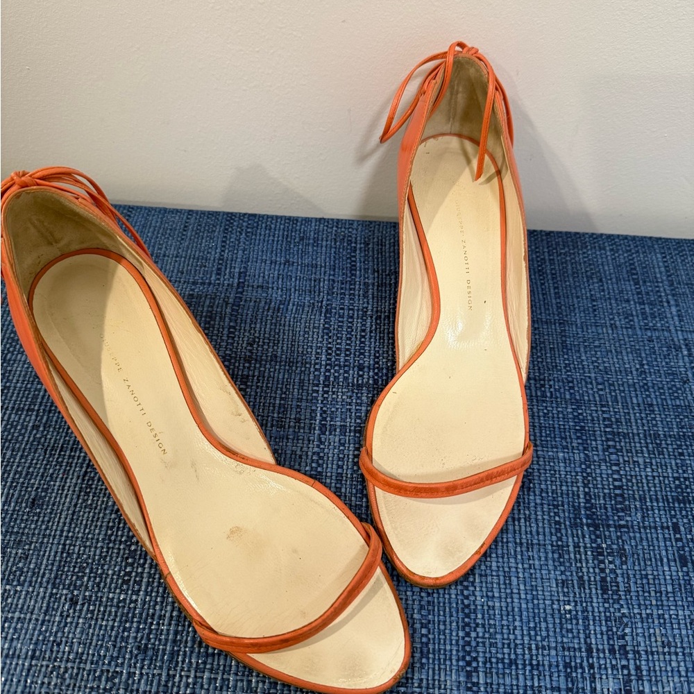Giuseppe Zanotti Orange Strappy kitten Heels